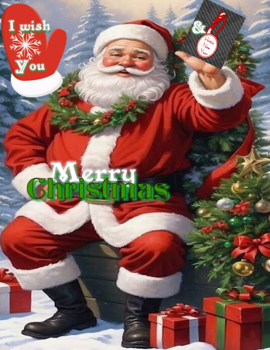 Plantilla de Joyful Merry Christmas And Happy New Year Wishes Flyer (us ...