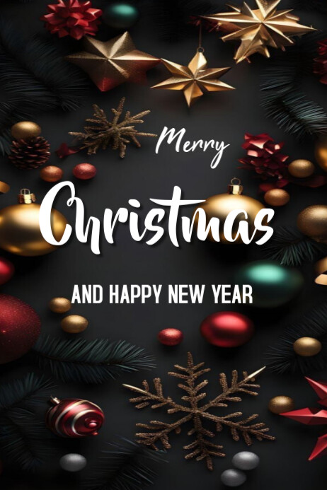 Copy of Joyful Merry Christmas And New Year Templates Online Greeting ...