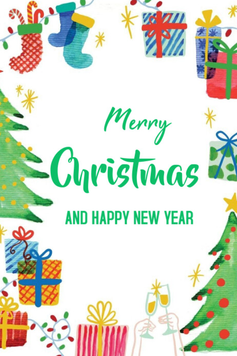 Copy of Joyful Merry Christmas And New Year Templates Online Greeting ...