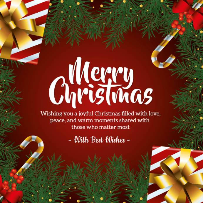 Joyful Merry Christmas Greeting Card Instagram Post Template | PosterMyWall