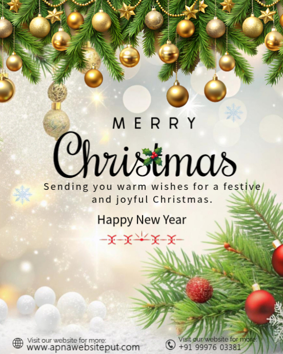 Copy of Joyful Merry Christmas Wishes Instagram Portrait | PosterMyWall
