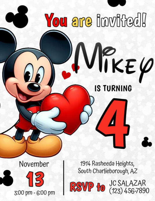 Joyful Mickey Mouse Birthday Invitation Template | PosterMyWall