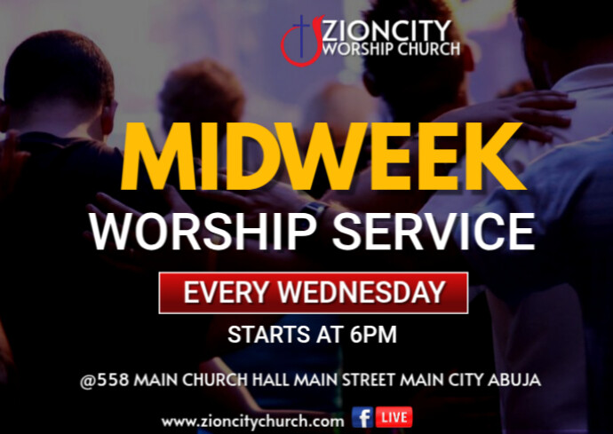Joyful Midweek Worship Service Postcard Template | PosterMyWall
