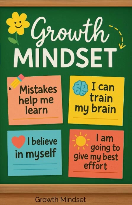 Joyful Mindset Matters – Growth Reminder Poster For Kids Tabloid Poniekoerant template