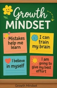 Joyful Mindset Matters – Growth Reminder Poster For Kids Tabloid Poniekoerant template