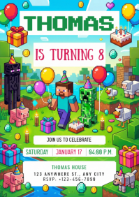 Szablon Minecraft Birthday Party Ulotki | PosterMyWall
