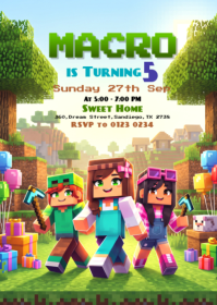 Birthday Party Invitation A6 Template