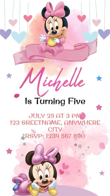 Joyful Minnie-mouse-birthday-digital-invitation-template Instagram Story Instagram-verhaal