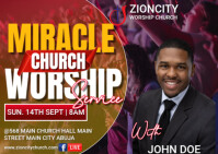 Joyful Miracle Worship Invitation Service  Postcard template