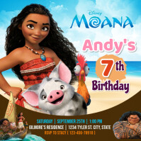 Moana Birthday Invitation Iphosti le-Instagram Template