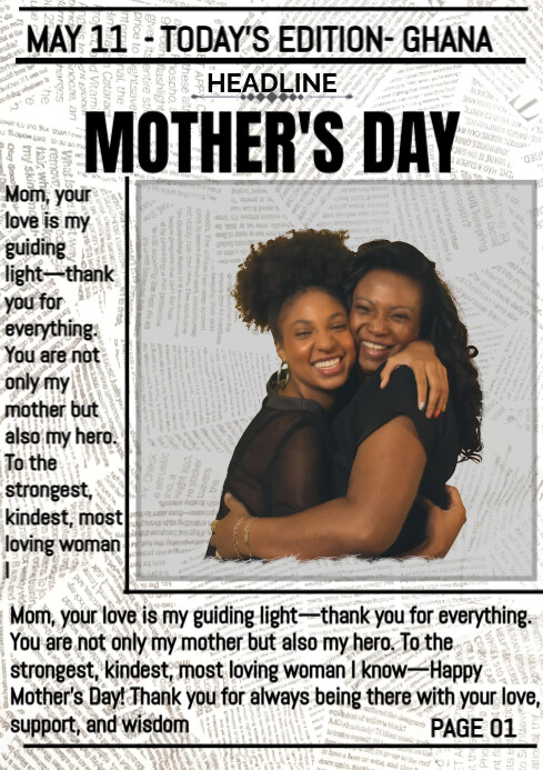 Copy of Joyful Mother's Day Newspaper A4 | PosterMyWall
