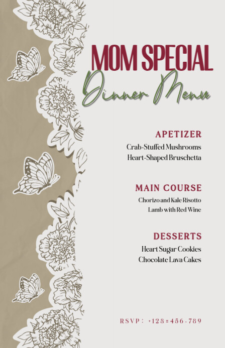 Joyful Mothers Day Menu Card Design Tabloid template