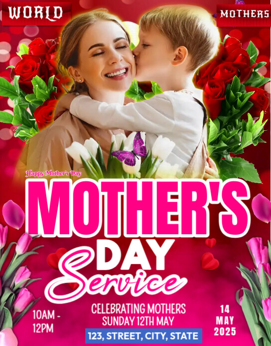 Joyful Mothers Day Service Poster/wallboard Cartaz/placa template