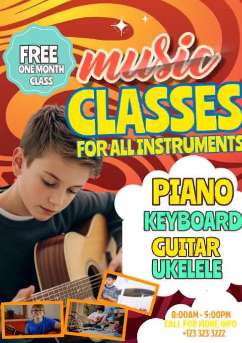Music Classes A4 Template | PosterMyWall