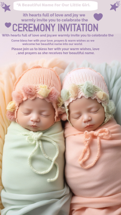 Joyful Naming Ceremony Twin Baby Invitation Design Instagram Story ...