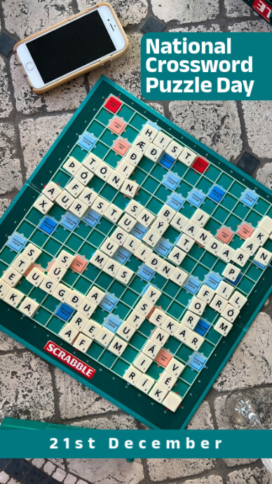 Joyful National Crossword Puzzle Day Instagram Story template