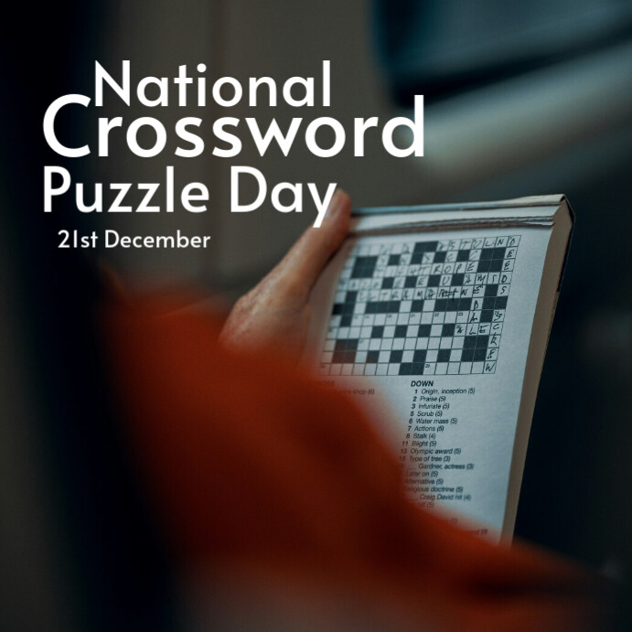 Joyful National Crossword Puzzle Day Instagram Post template