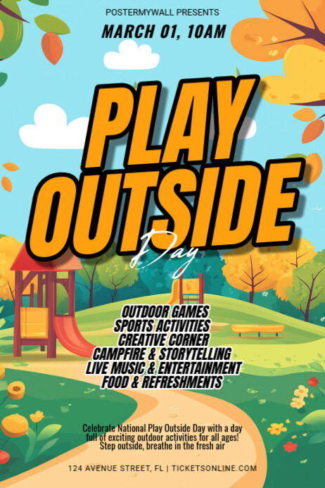 Joyful National Play Outside Day Poster Cartaz template