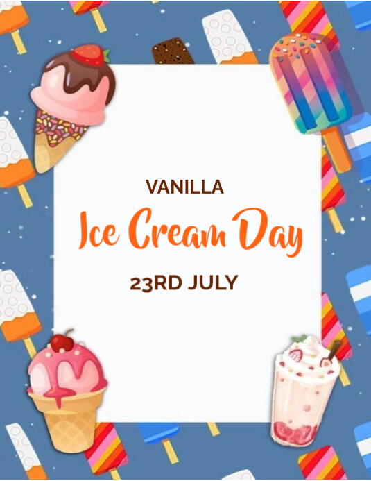 Joyful National Vanilla Ice Cream Day Flyer (us Letter) Pamflet (VSA Brief) template