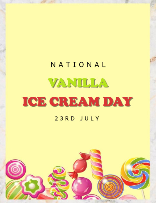 Joyful National Vanilla Ice Cream Day  Flyer (us Letter) Pamflet (VSA Brief) template