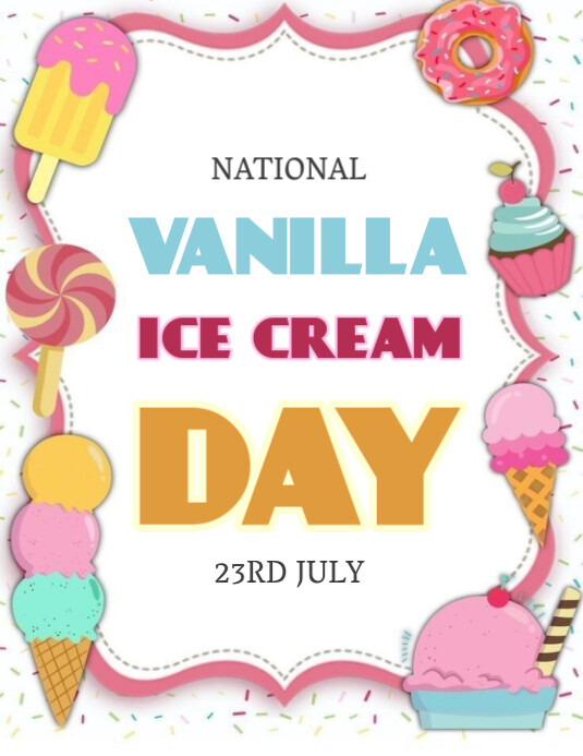 Joyful National Vanilla Ice Cream Day  Flyer (us Letter) Pamflet (VSA Brief) template