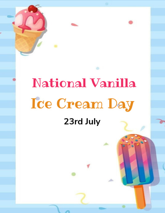 Joyful National Vanilla Ice Cream Day  Flyer (us Letter) Pamflet (VSA Brief) template