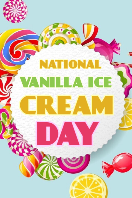 Joyful National Vanilla Ice Cream Day  Poster Plakkaat template