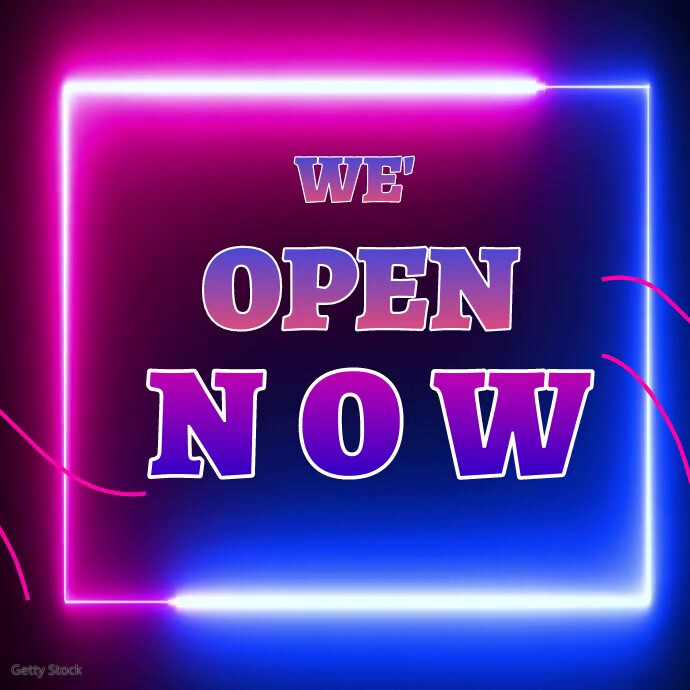 Joyful Neon We Are Open Now Instagram Post Template | PosterMyWall