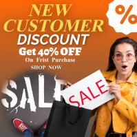 สีส้ม New Customer Discount Instagram Post Template