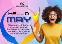 Purple New Month Greeting A6 Template