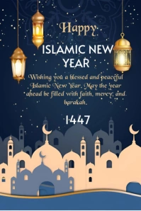 Joyful New Year Islamic  Pinterest Graphic template