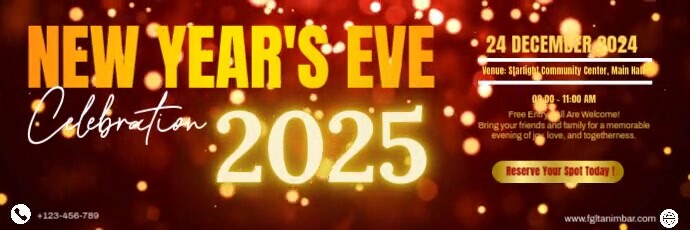 Joyful New Year’s Eve Celebration Invited Twitter Banner template