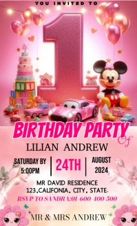 Joyful One Year Old Birthday Invitation Templ US na Legal template