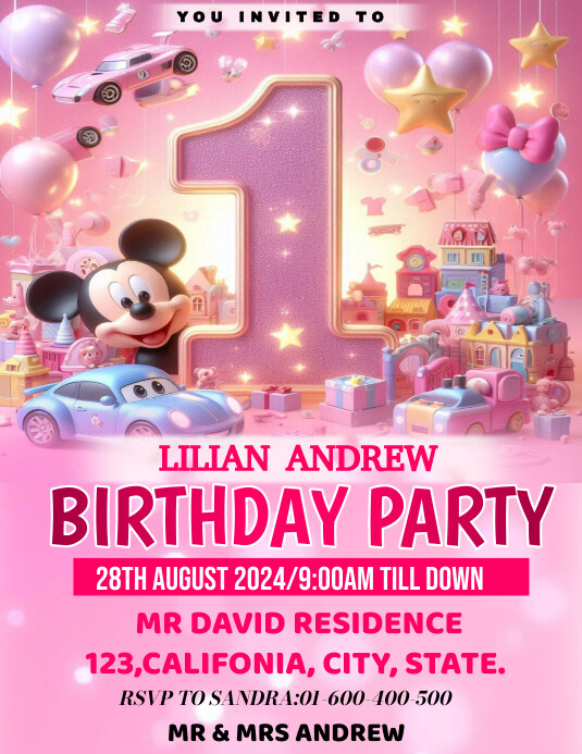Joyful One Year Old Birthday Party Invitation Template PosterMyWall