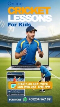Joyful Online Cricket Lessons For Kids Instagram Reel template