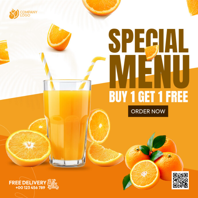 Joyful Orange Cocktail Special Menu Instagram Post template