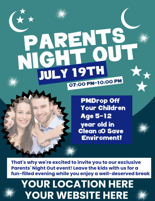 Joyful Parents Night Out Poster Flyer (us Letter) template