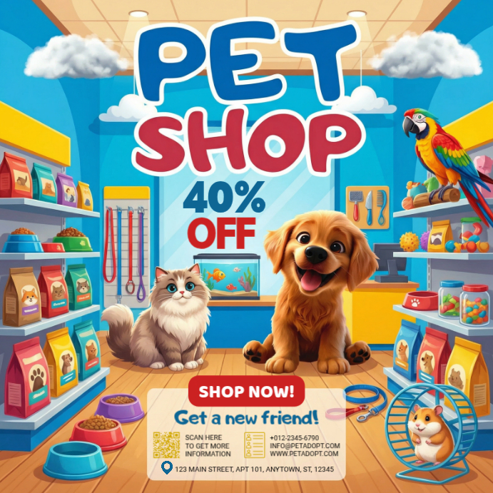 Joyful Pet Adoption Promotion Instagram Post Template | PosterMyWall