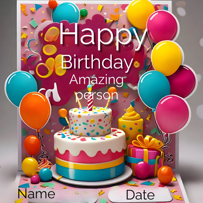 Plantilla de Joyful Pink And Blue Birthday Instagram Post | PosterMyWall