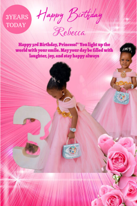 Joyful Pink Happy Birthday  Pinterest Graphic template