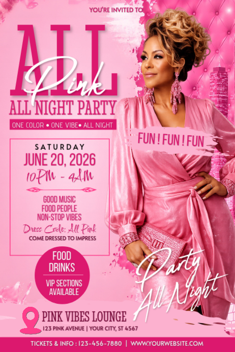 Red Pink Themed Party Posters Template | PosterMyWall