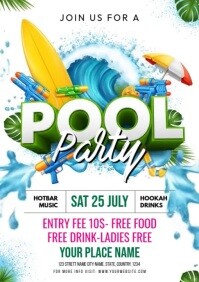 Joyful Pool Party A4 template