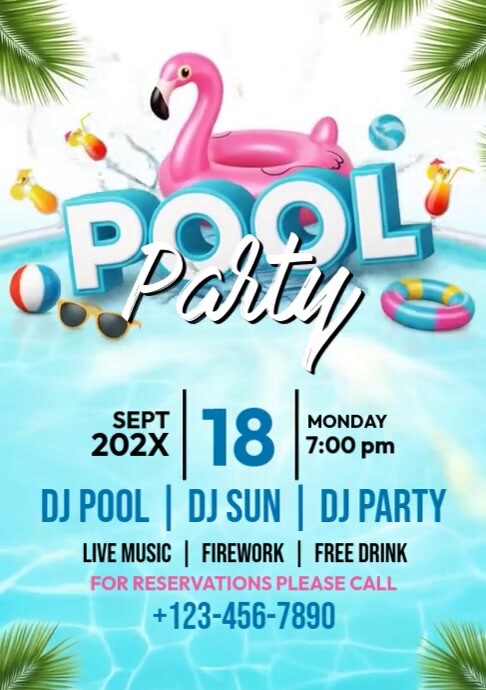 Joyful Pool Party A4 template