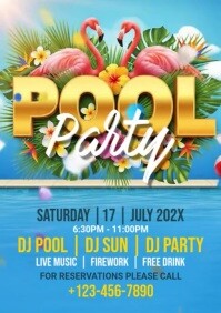 Joyful Pool Party Invitation, A4 template