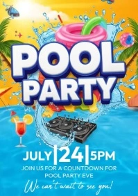 Joyful Pool Party Invitation A4 template