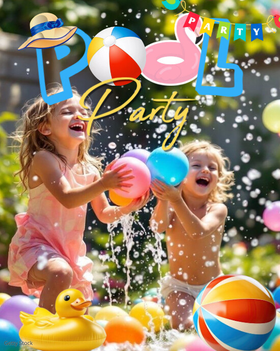 Joyful Pool Party Invitation  Instagram Portrait template