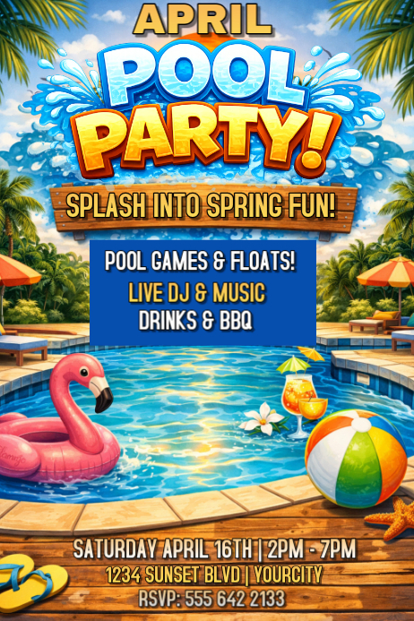Joyful Pool Party Poster Template | PosterMyWall