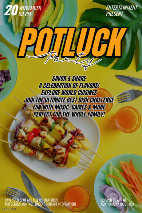 Joyful Potluck Party Poster Template | PosterMyWall