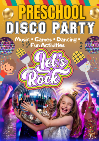 Joyful Preschool Disco Party A4 template
