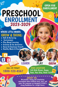 Blanco Preschool Enrollment Poster Template